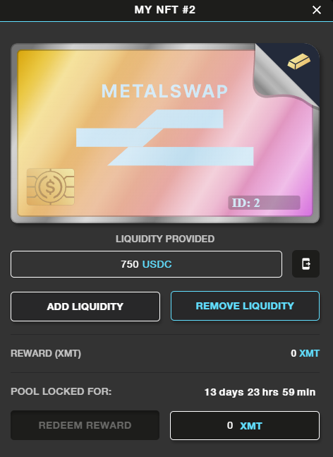 manage a liquidity providing position nft